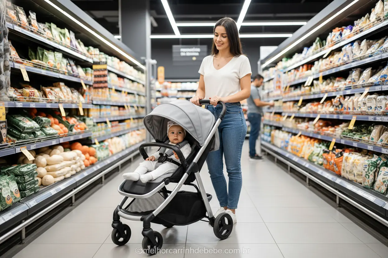 Carrinho de bebê para que serve na rotina diária de compras