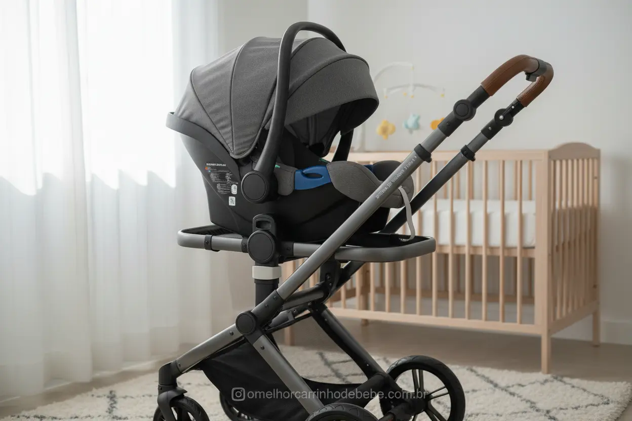Carrinho de bebê travel system em quarto de bebê