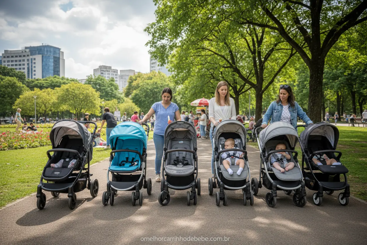 Variedade de carrinhos de bebê para diferentes necessidades