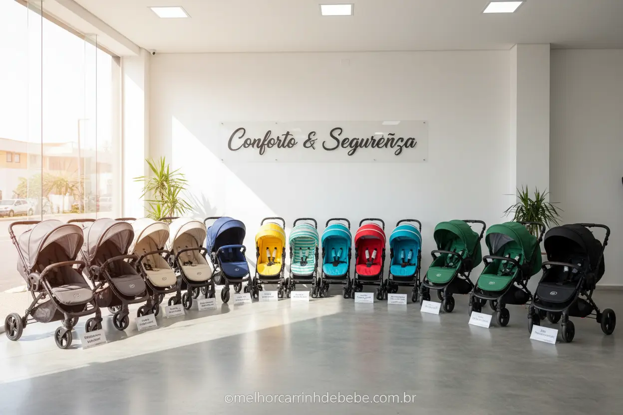 Diversos modelos de carrinhos de bebê