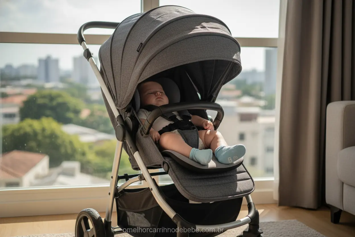 Bebê Confortável no Carrinho Compacto Carrinho de bebê para apartamento pequeno ideal com capota UV