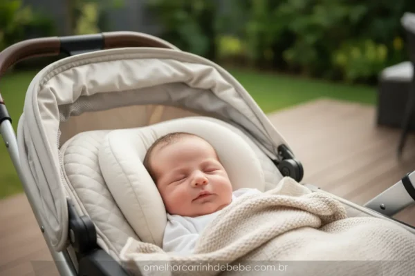 Bebê dormindo em carrinho confortável