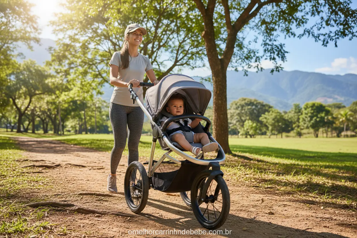 Mãe e Bebê em Passeio Off-road Melhores modelos de carrinhos para terrenos acidentados