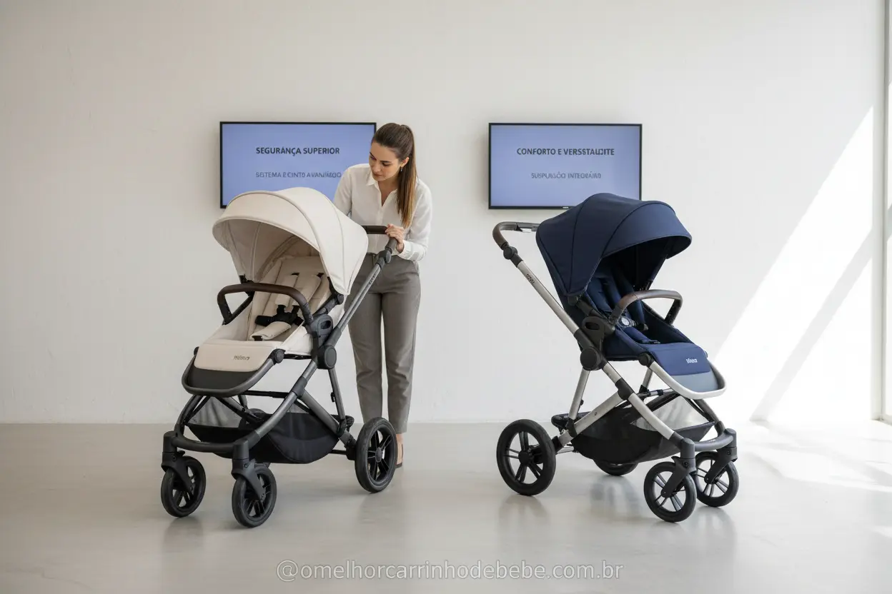 Melhores Carrinhos Bebê Seguros Comparação de modelos de carrinho de bebê seguro e moderno.
